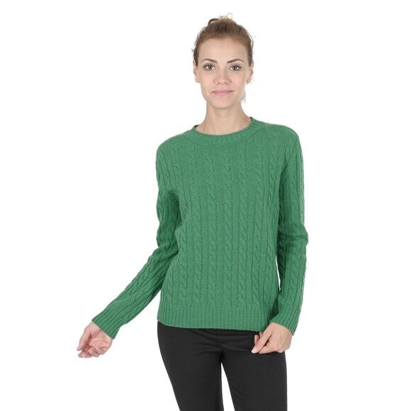 Crown of Edinburgh Cashmere Cable Knit Jumper Green Women Green Gloves - Picture 1 of 7